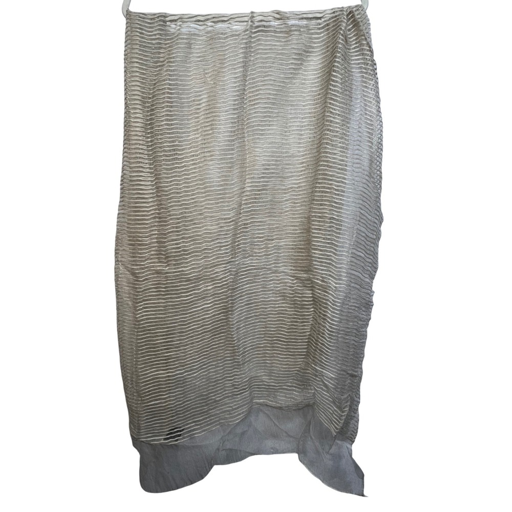 The Metropolitan Opera Scarf Champagne Gold Silk Blend Wavy Stripe Sheer Shawl